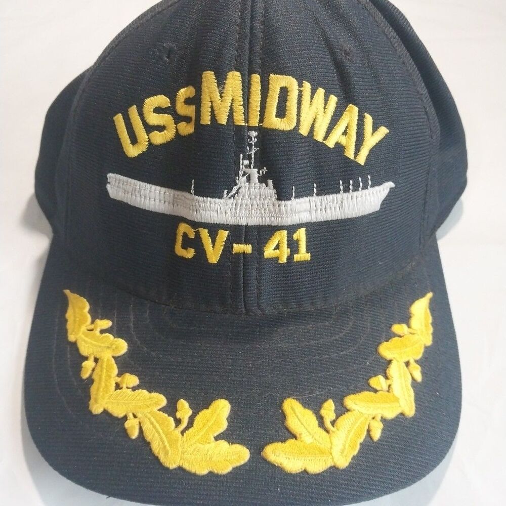 USS Midway CV-41 Navy Adjustable Snapback Hat/Cap-MADE IN THE USA